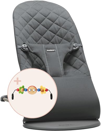 BabyBjörn Sdraietta Bliss, Tessuto, Trapunto classico, Antracite con Giochi per Sdraietta, Occhietti Vispi : Prima infanzia