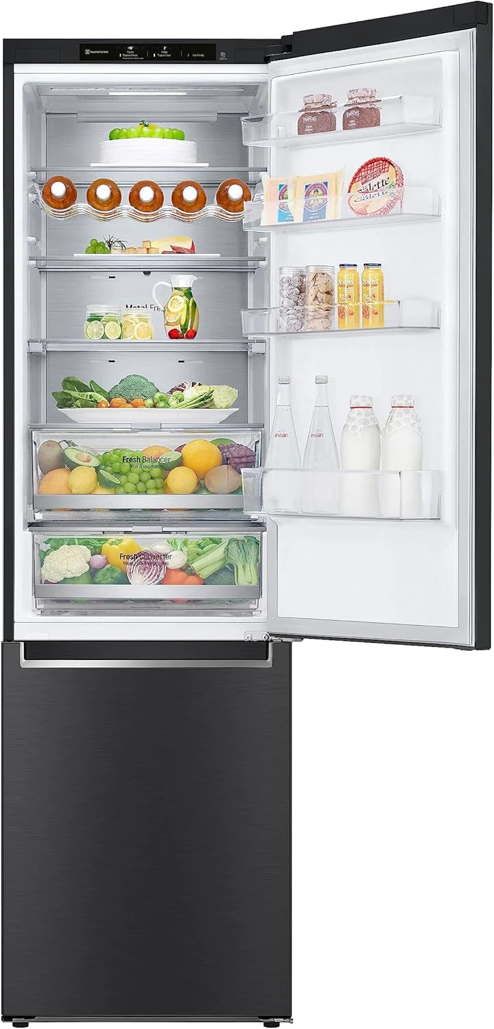 LG GBV22NCCEP Kühl-/Gefrierkombination – Smart Inverter Compressor, Total No Frost, Modern Flat Door Design, Matt Schwarz Metallic, Energieeffizienz A