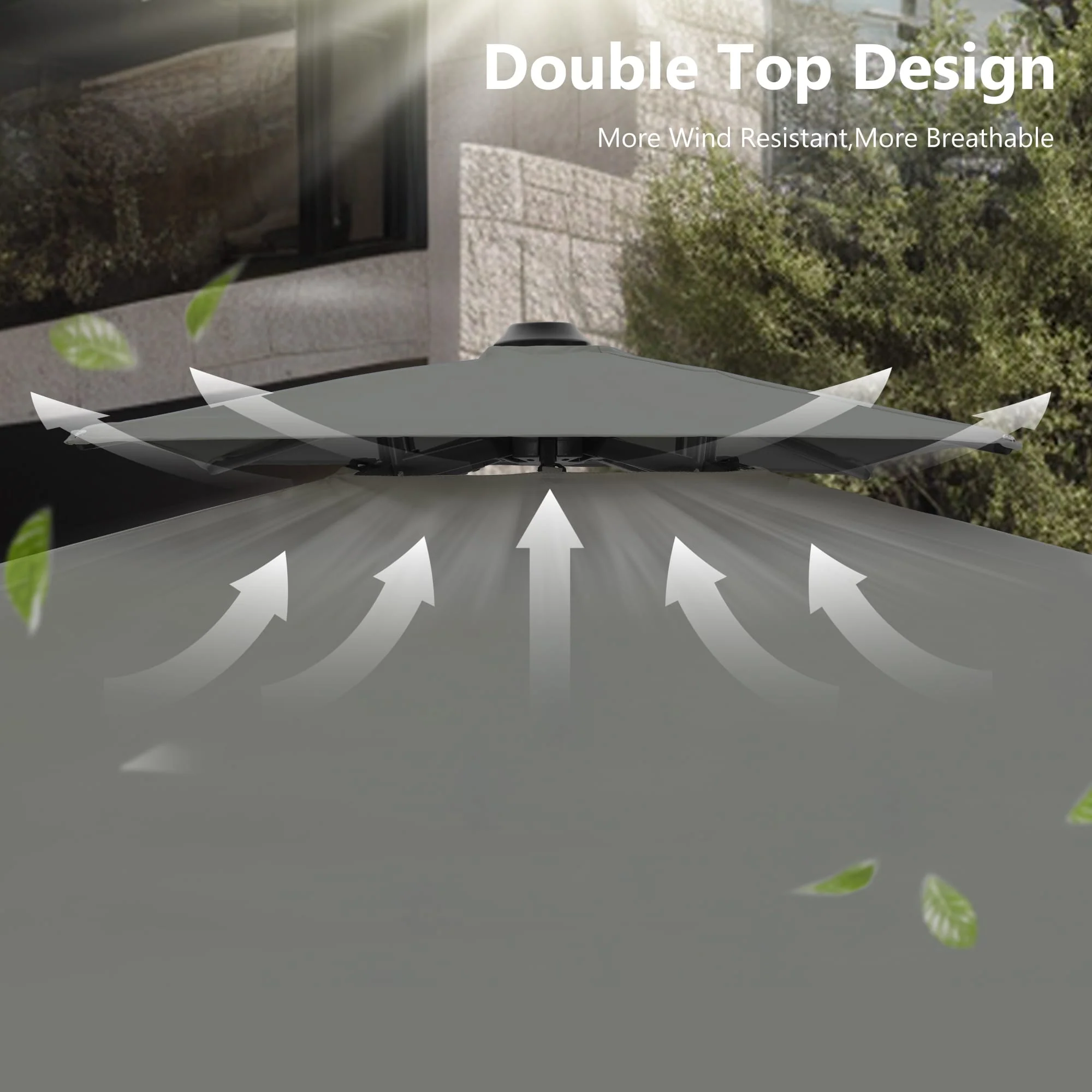 MAISON ARTS 12 FT Automatic Hydraulic Cantilever Umbrella Aluminum Pole 360 Degree Rotation