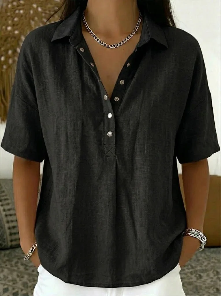 Women��s White Blouse Classic Button-Up Design
