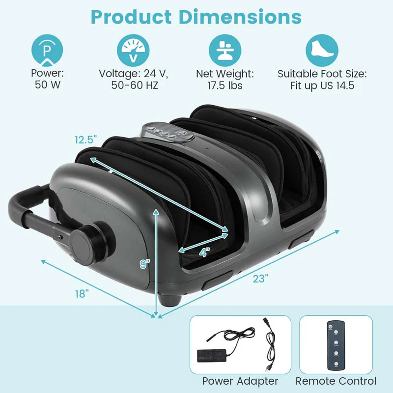 Shiatsu Foot & Calf Massager with Heat, Vibration Compression Electric Leg Massager for Neuropathy, Plantar Fasciitis Relief, Muscle Arm Relax