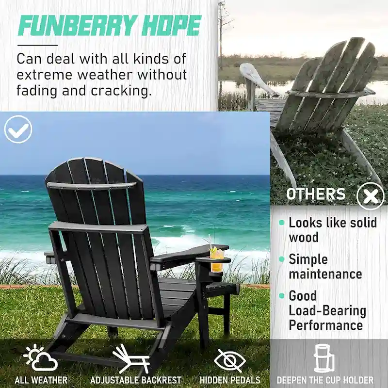 Vrakae Folding and Adjustable Adirondack Chair with Ottoman