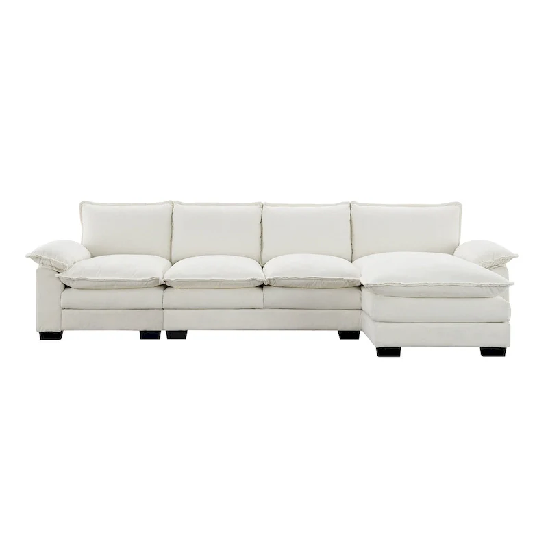 Modern 5-Seat L-Shaped Cloud Sleeper Sofa Couch with Chaise Lounge with Double Seat Cushions