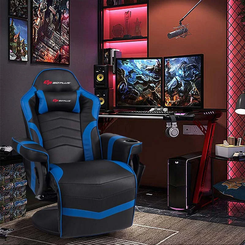 Pu Leather Massage Gaming Chair Ergonomic High Back Racing Style Gaming Recliner With Adjustable Backrest Amp Footrest Cup Holder Side Pouch - Comfortable And Ergonomic Design