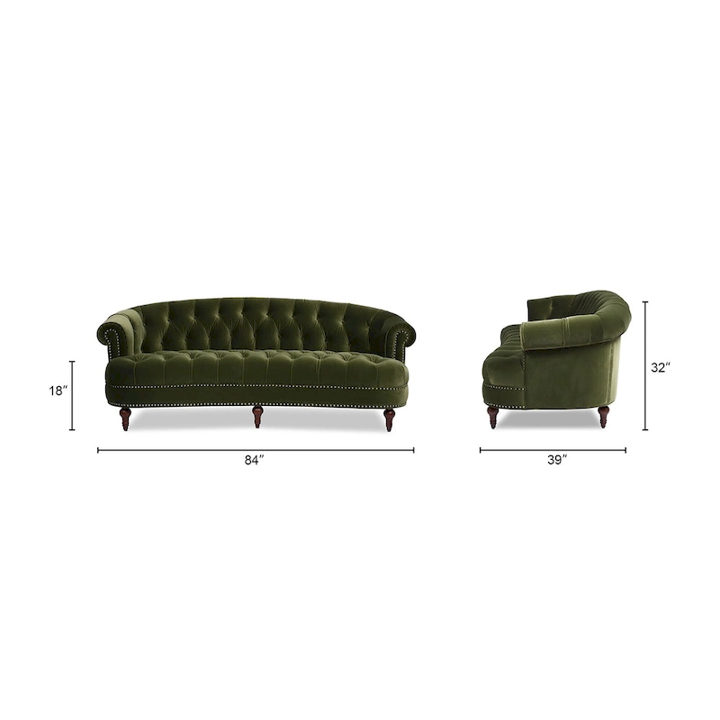 La Rosa 84 Mid-Century Modern Velvet Upholstered Chesterfield Tufted Sofa