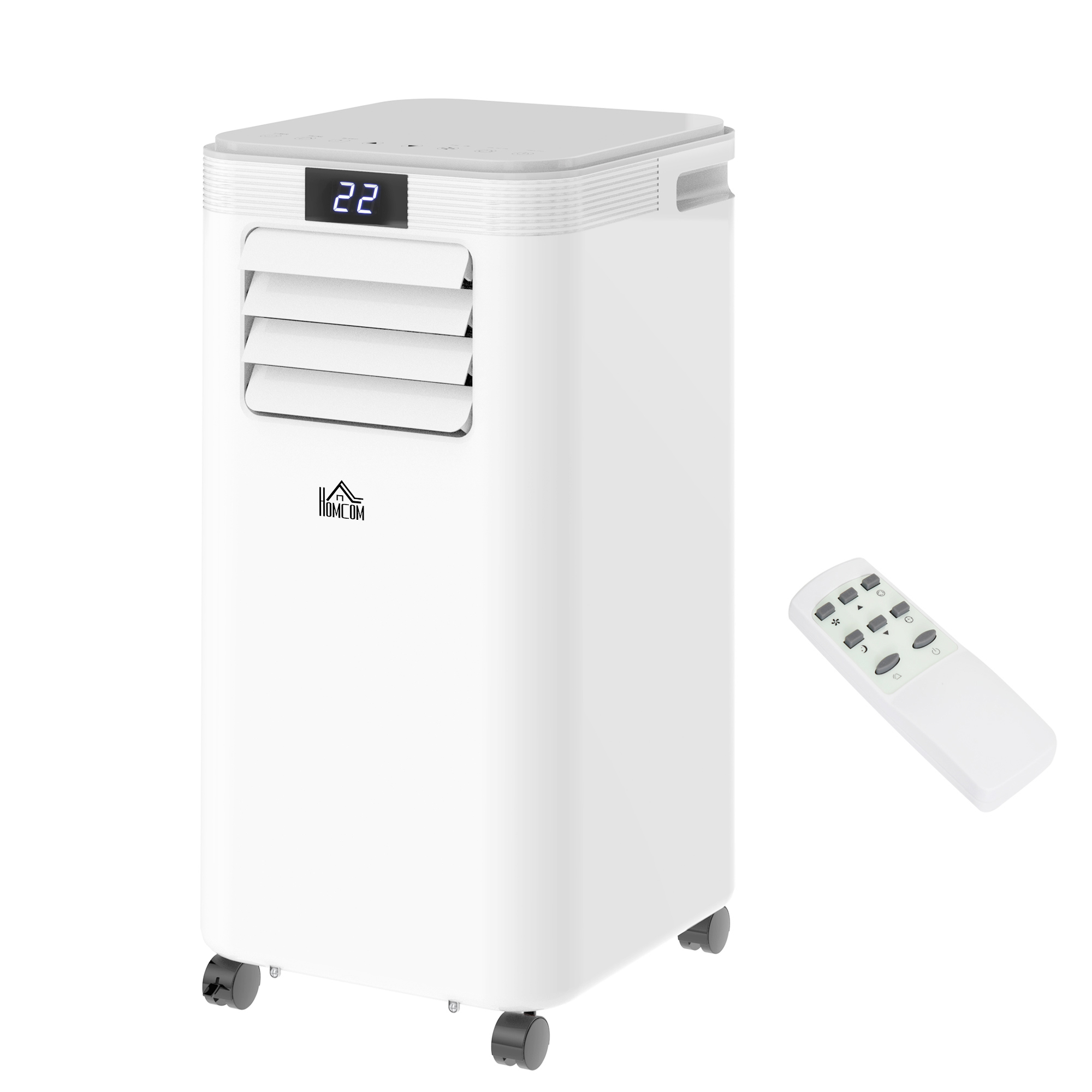 HOMCOM Mobiele airconditioner airconditioner 4 modi afstandsbediening 24u timer ABS wit