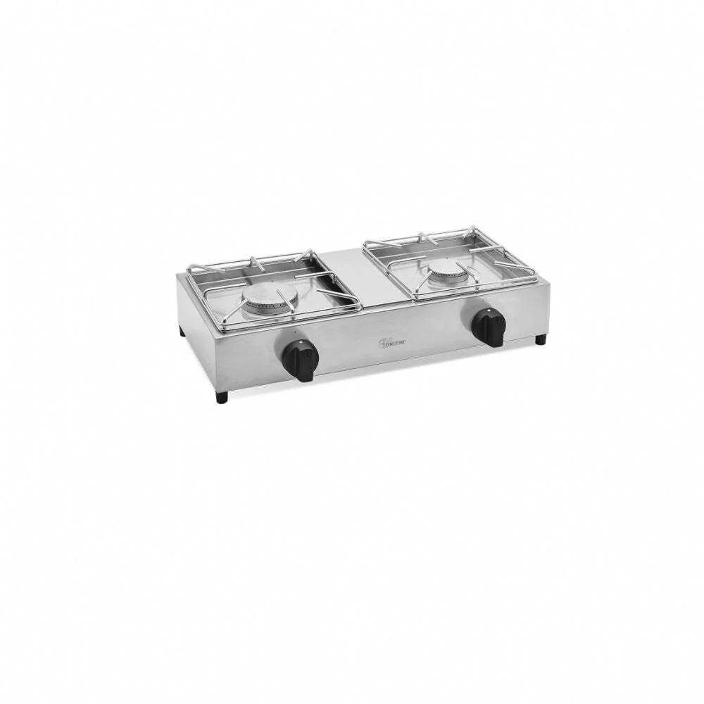 Parker Cucina Fornello professionale 2 fuochi acciaio inox 18/10 gas valvola sicurezza Made in Italy BIG7502L1 kW 6,0 + kW 3,5