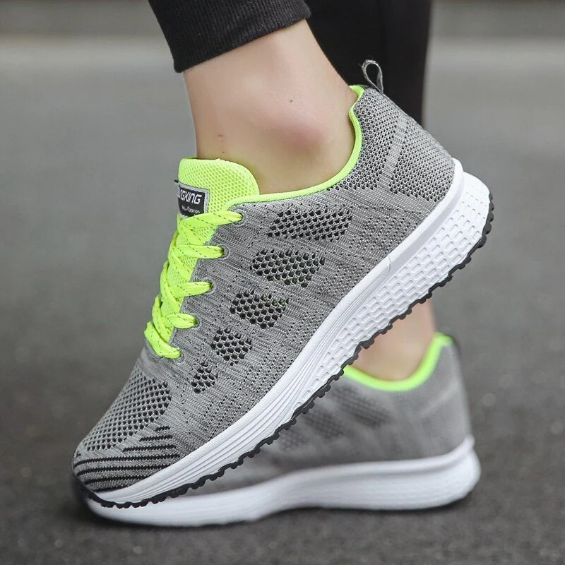 Women��s Breathable Wide-Fit Walking Shoes Lightweight Lace-Up Trainers