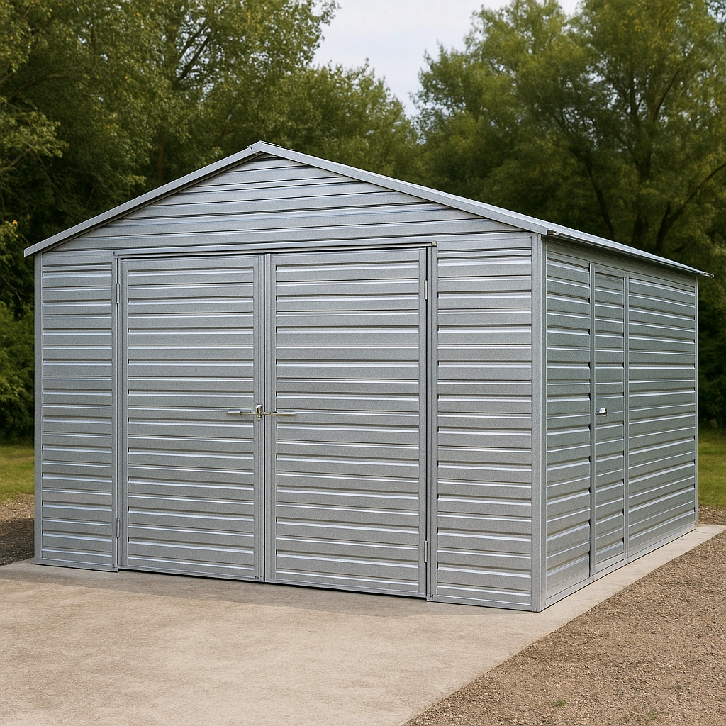 Udendrs metalgarage, gr galvaniseret stl, opbevaring, 490x300x210 cm