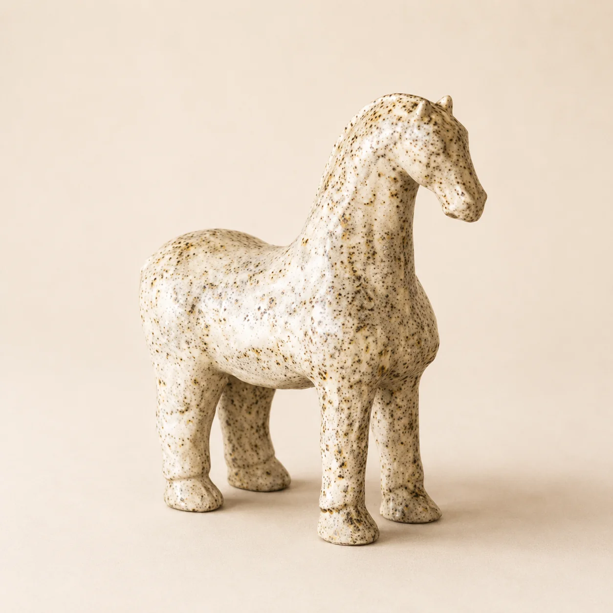 Beige Ceramic Horse Statue