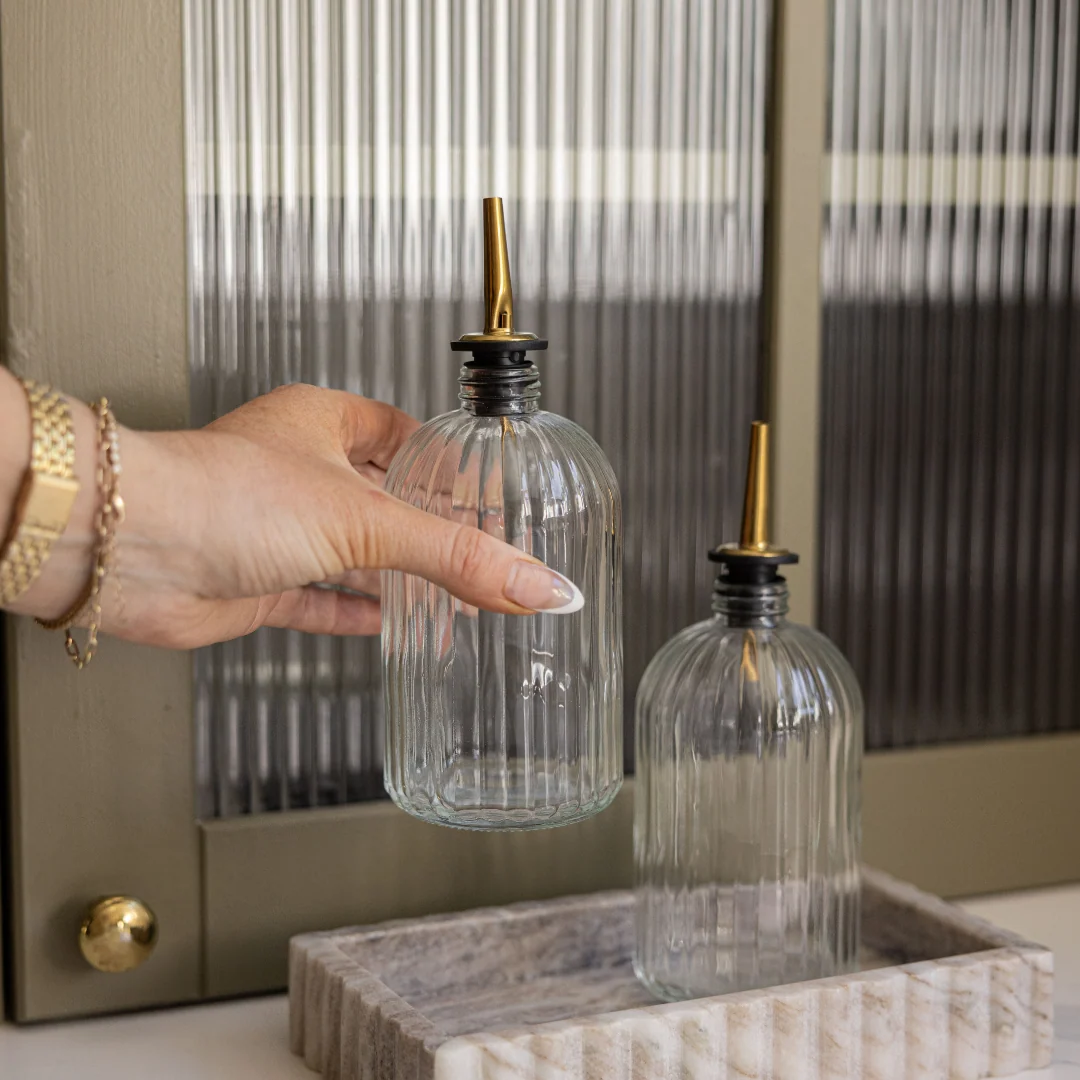 Scallop Olive Oil & Vinegar Glass Bottles