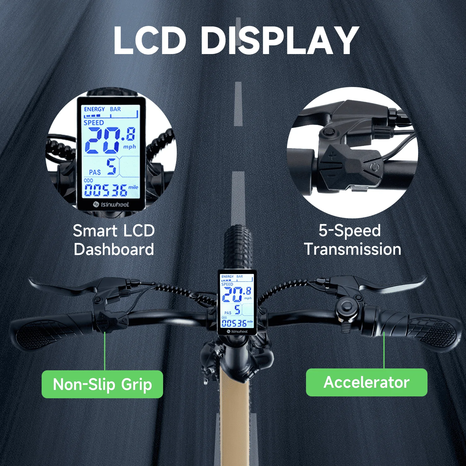 isinwheel U5-W Electric Bike Adult 500W 20MPH Max Range 45+ Mile E Bike 20