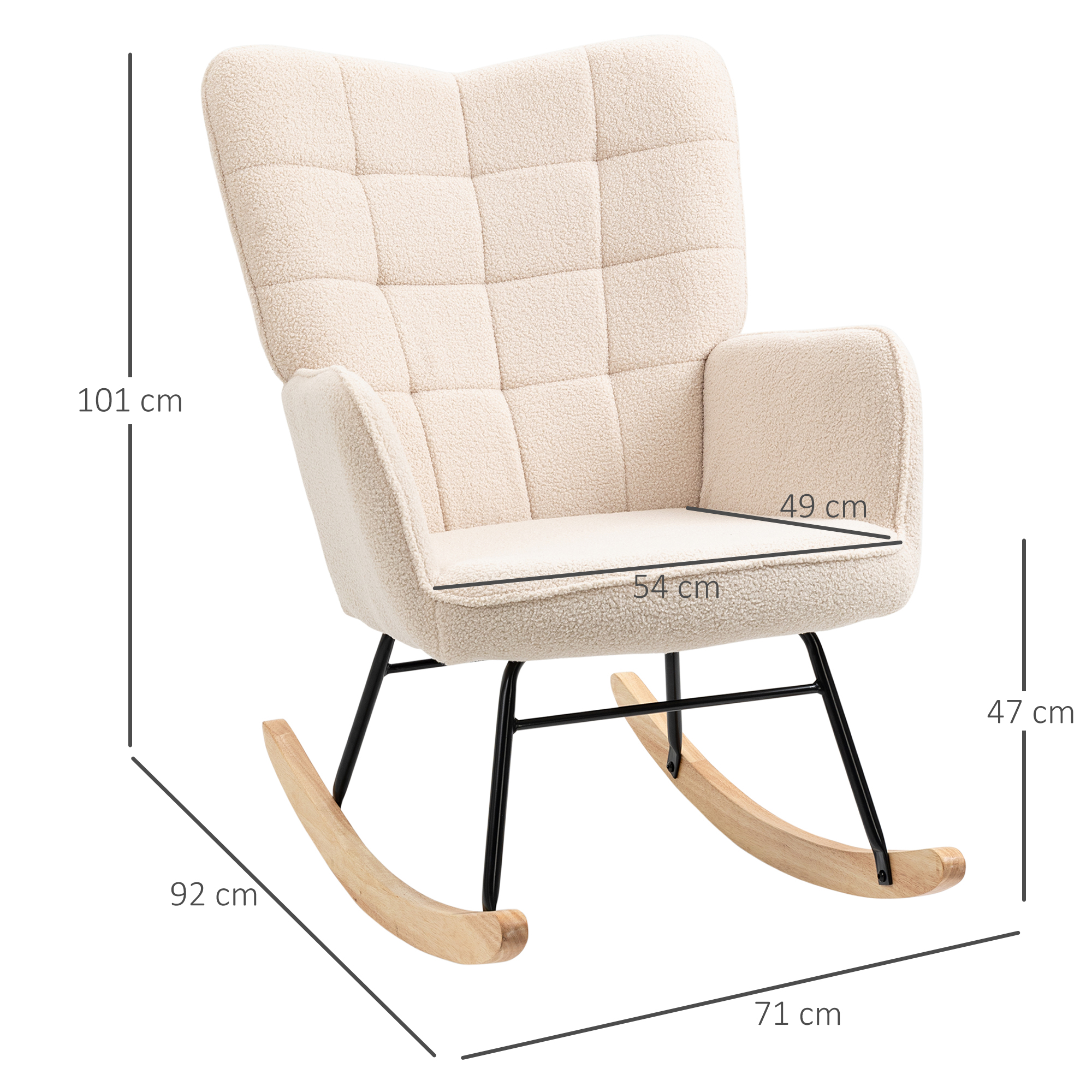 HOMCOM schommelstoel accentstoel tot 120 kg, polyester, beige