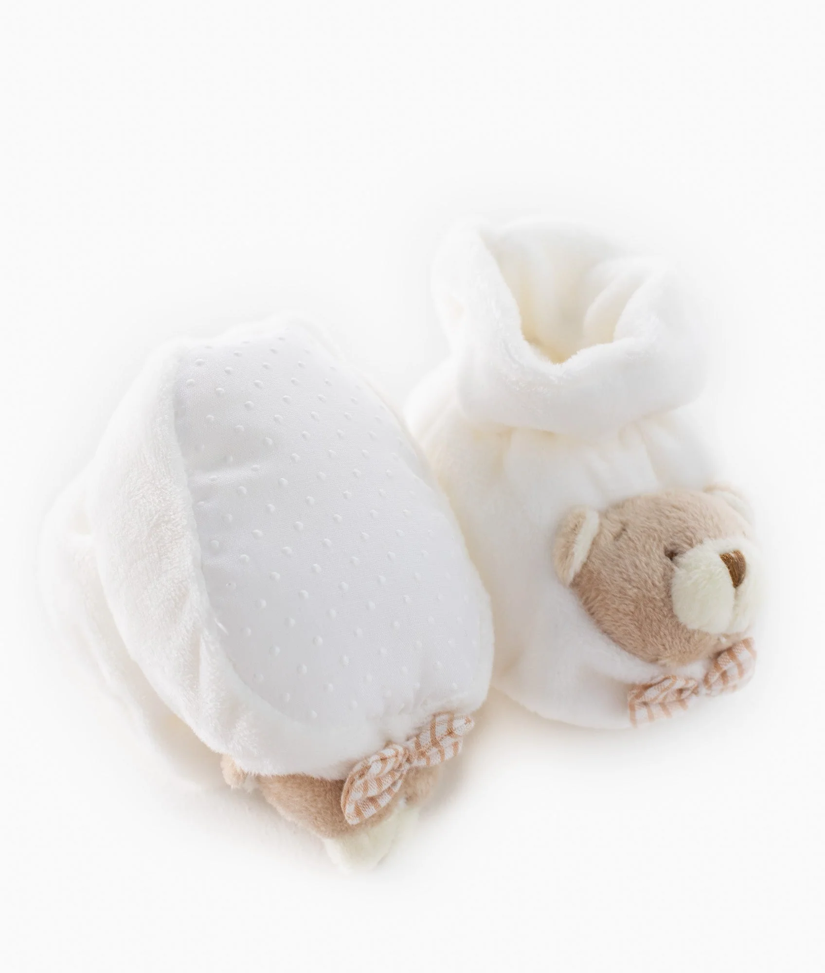 Bear Baby Booties | White & Beige
