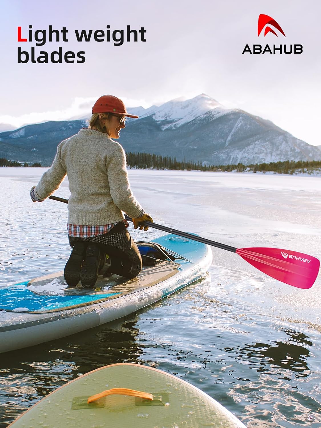 Abahub Pagaia SUP Alluminio Remi SUP Paddle Stand Up Paddle Telescopico 173-213 cm per Tavola da Surf Canoa SUP, Lama in Nylon di Plastica in Nero/Blu/Verde/Rosso/Arancione/Giallo