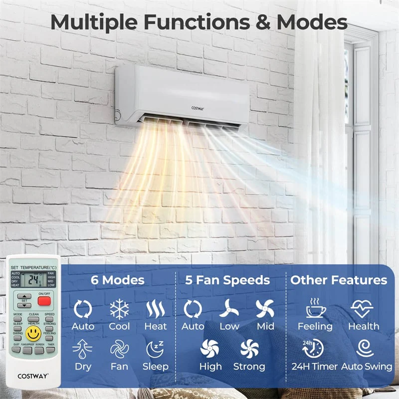 36K BTU 4 Zone Mini Split Air Conditioner, 23 SEER2 WiFi Enabled Ductless Split AC Unit with Heat Pump Full Set, Energy Star Certified