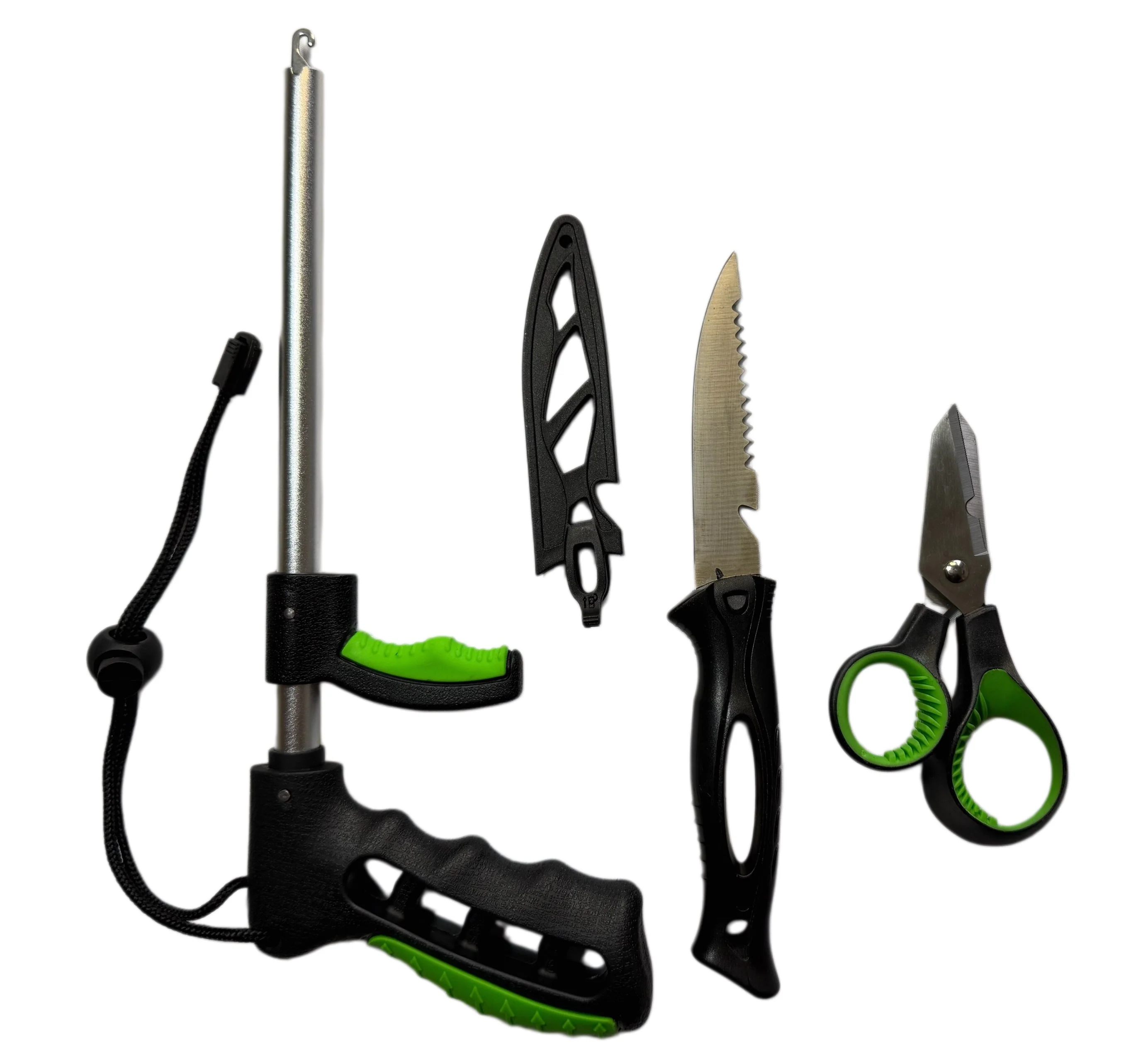 MASTERPRO Fishing Tool Kit �C 5�� Fish Dehooker, Fillet & Bait Knife + PE Line Scissors
