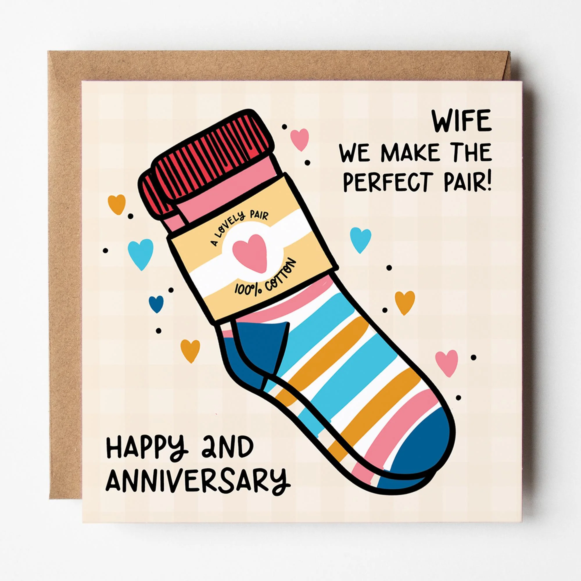 Wife 2nd Anniversary Card ? Happy 2nd Anniversary Wife Card ? 2nd Anniversary Card For Wife ? Cotton Anniversary