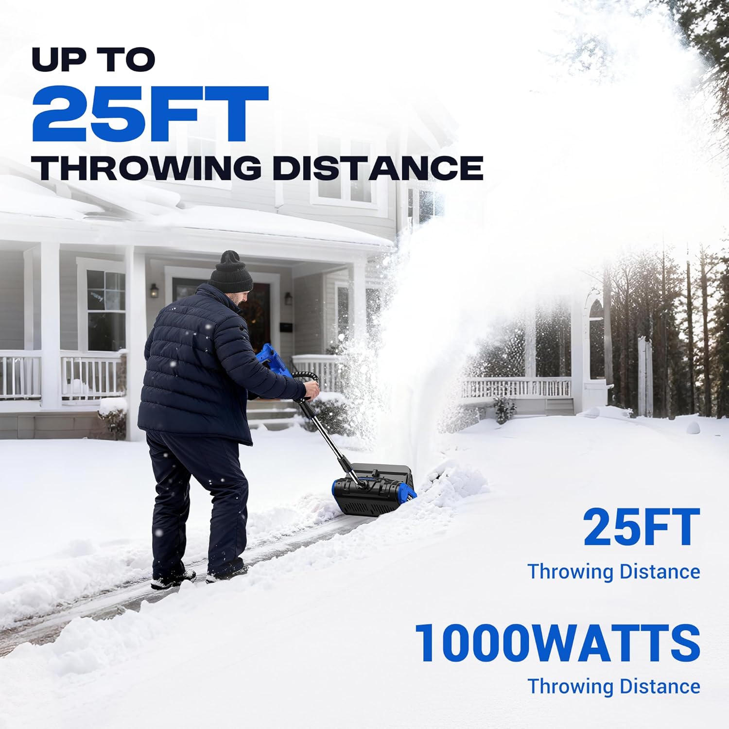 2 * 40V Electric Cordless Snow Shovel  13 Inch Brushless Electric Snow Blower with 2×4.0Ah Batteries & Fast Charger  13