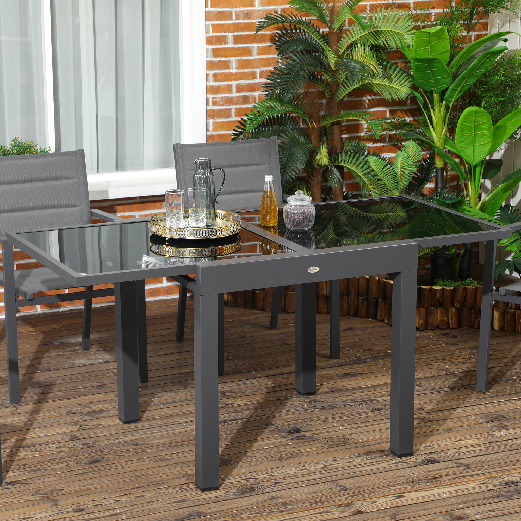 Outsunny Uitklapbare buitentafel voor in de tuin, uitbreidbaar, weerbestendig, 160 cm × 80 cm × 75 cm, zwart