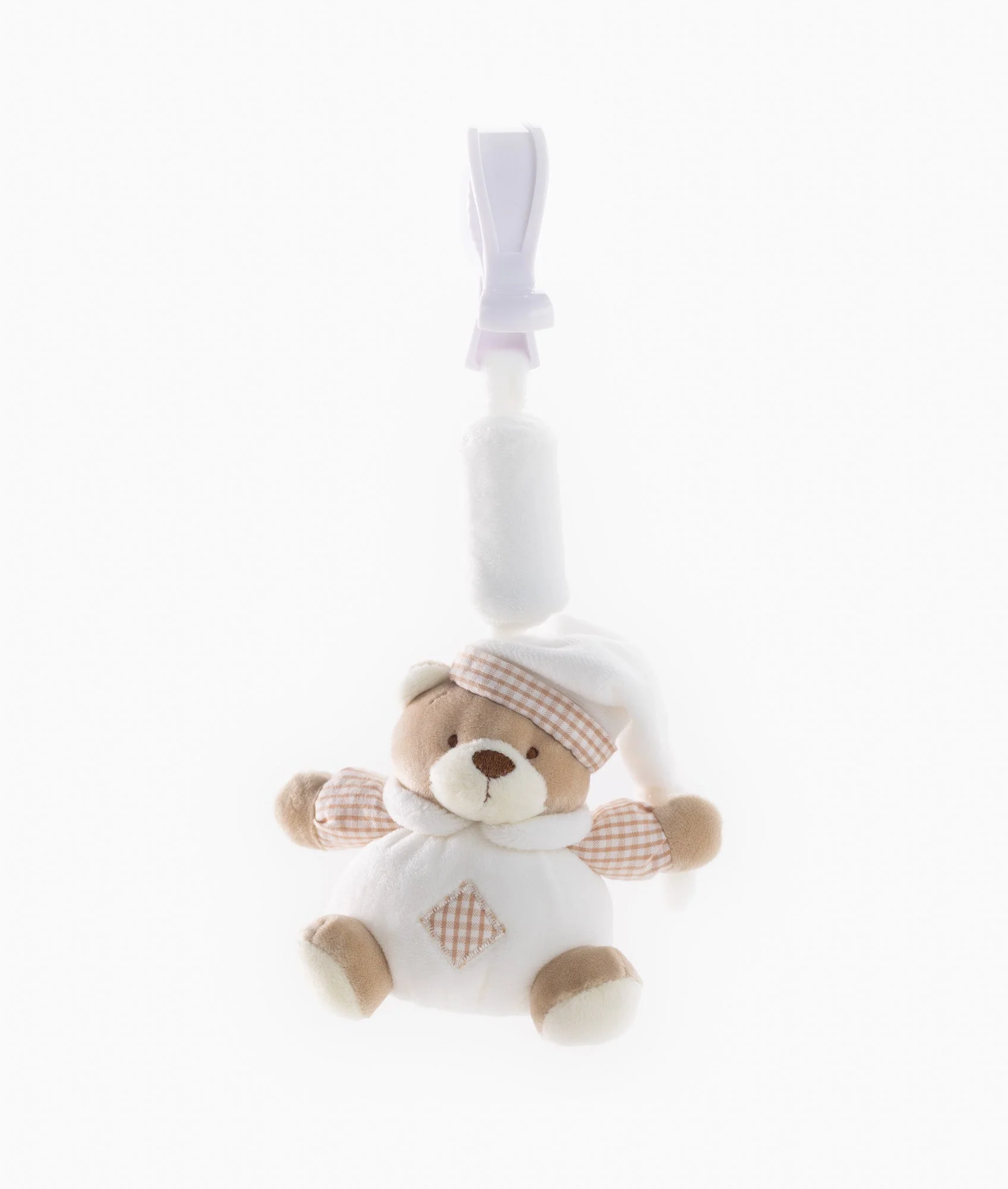 Bear Clip On Toy | White & Beige