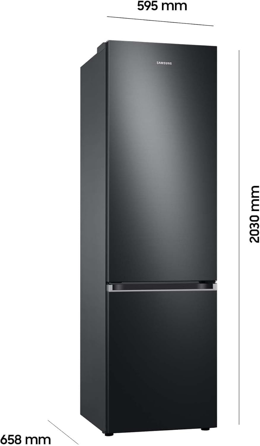 Samsung Kühl-Gefrier-Kombination, Kühlschrank mit Gefrierfach, 203 cm, 390 l Gesamtvolumen, 114 l Gefrierteil, AI Energy Mode, Flaschenregal, Premium Black Steel, RL38C602CB1/EG