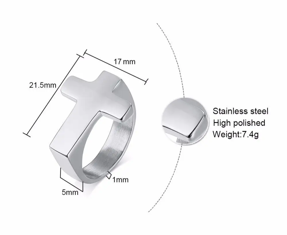 Mens Cross Ring | Hip Pop Jewelry | Ring with Cross | Gift for Him