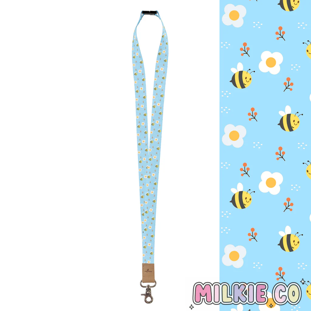 Blue Bee Fabric Lanyard