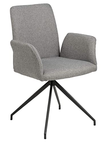 AC Design Furniture Naila Carver Sedia da Pranzo 1 pezzo Sedia da Cucina Con Braccioli Rivestimento Grigio Gambe in Metallo Nero Con Girevole H: 88 x L: 59 x P: 59 cm : Amazon.it: Casa e cucina