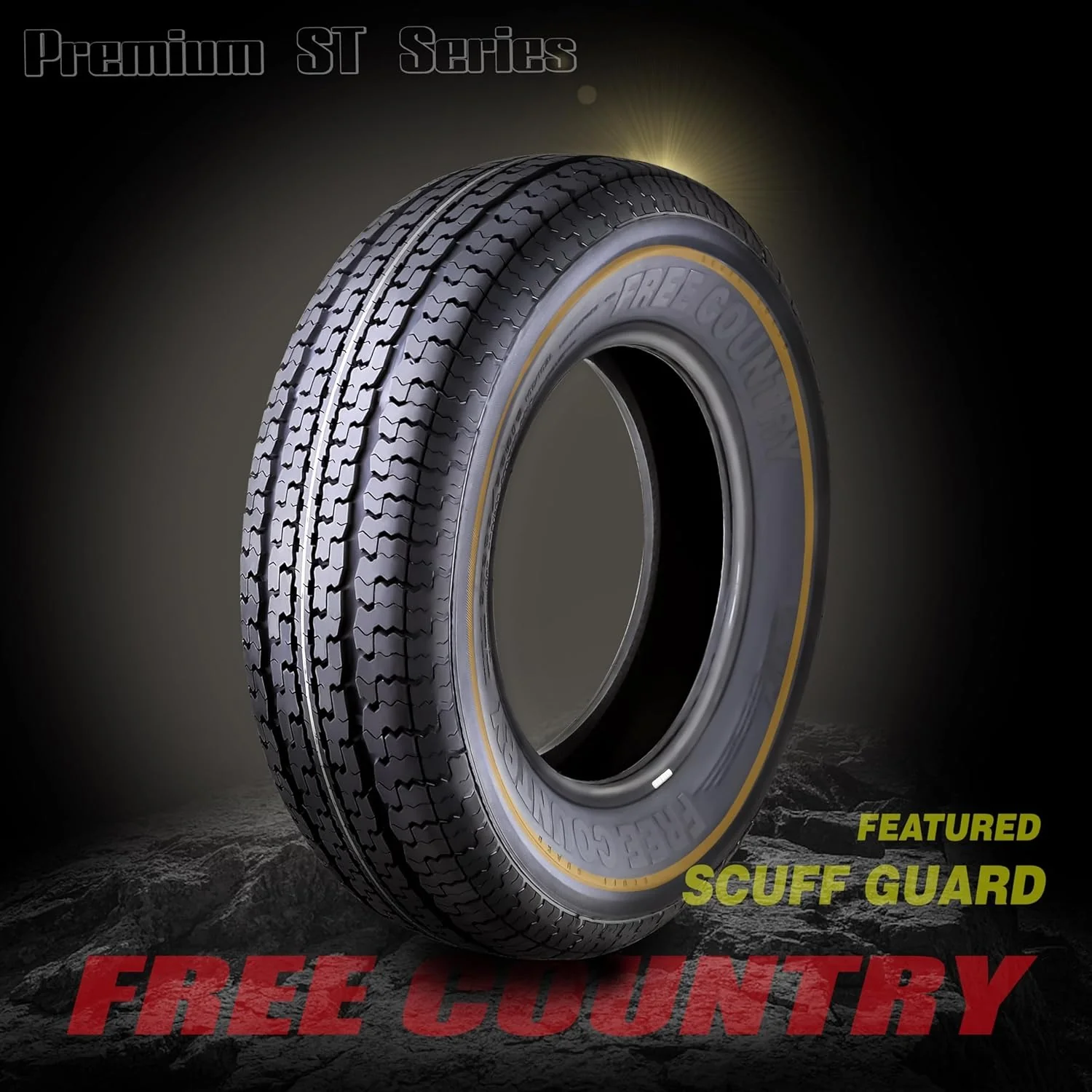 Set of 4 heavy-duty trailer tires ST205/75R15 205 75 15 10-ply, load class E, steel-belted radial tires with abrasion protection