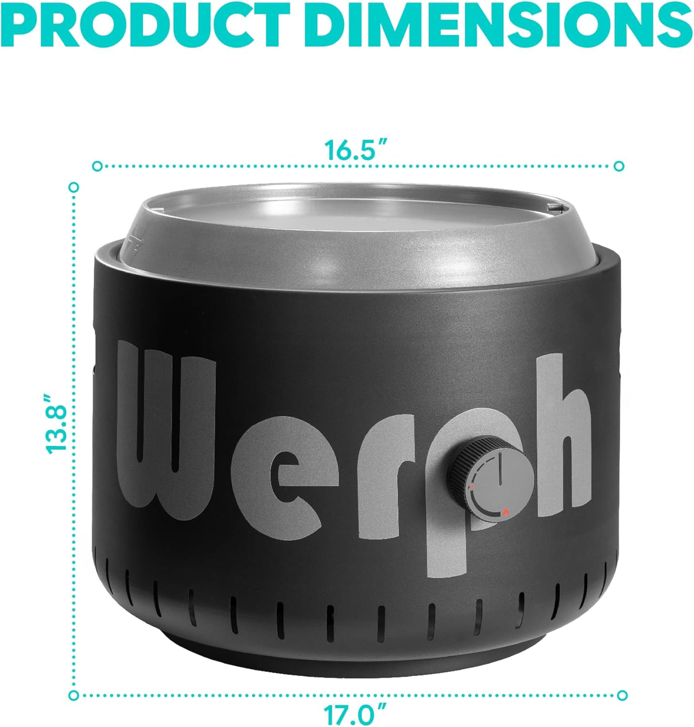 Werph 17-Inch Compact Propane Gas Fire Pit, 58,000 BTU, Lightweight with Locking 2-in-1 Lid & Pumice Stones, Perfect for Camping, RV, Picnic, Fishing, and Backyard, Black