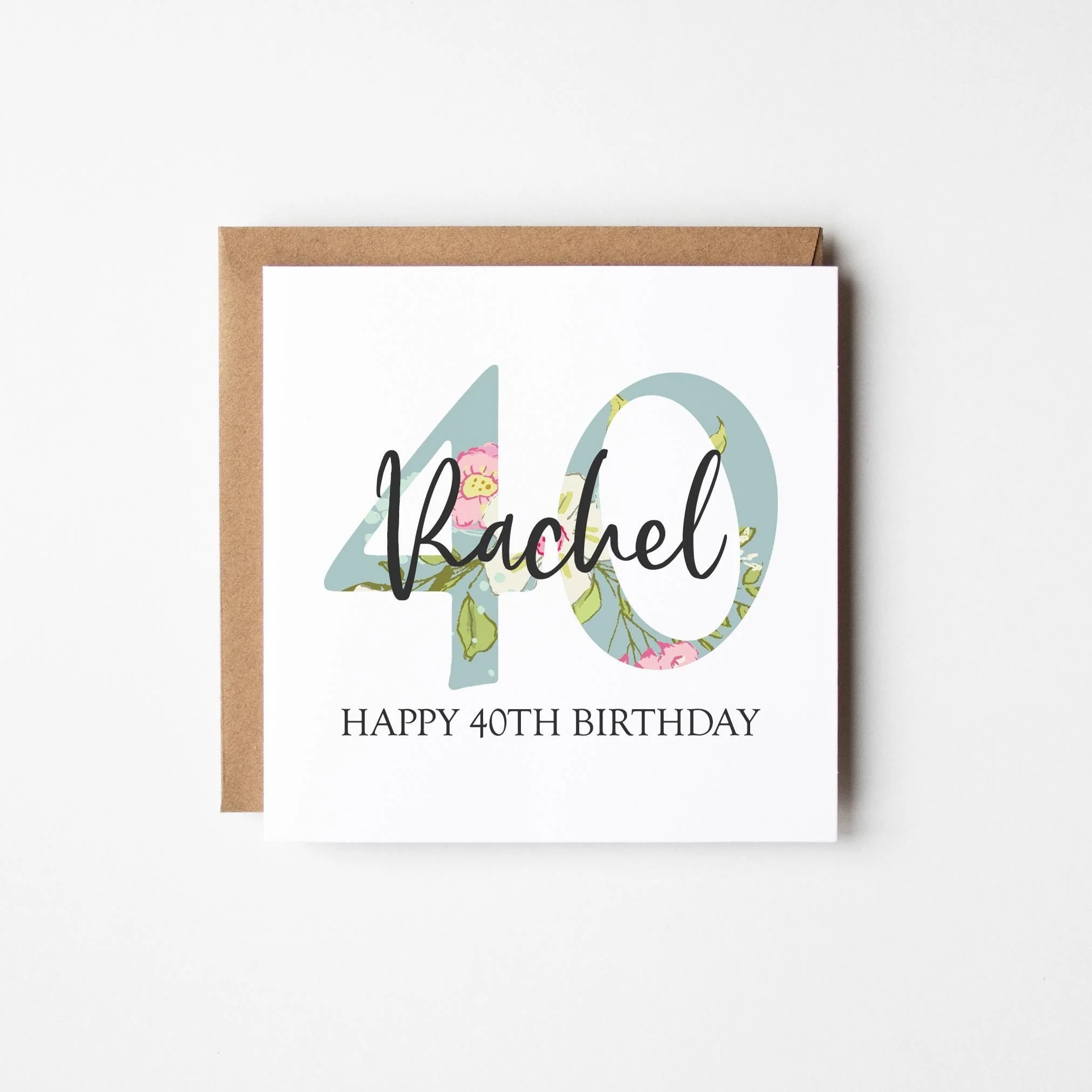40th Birthday Card a?�� Personalised 40th Birthday Card for Her a?�� Daughter a?�� Friend a?�� Auntie a?�� Cousin a?�� Sister a?�� Floral 40th Card