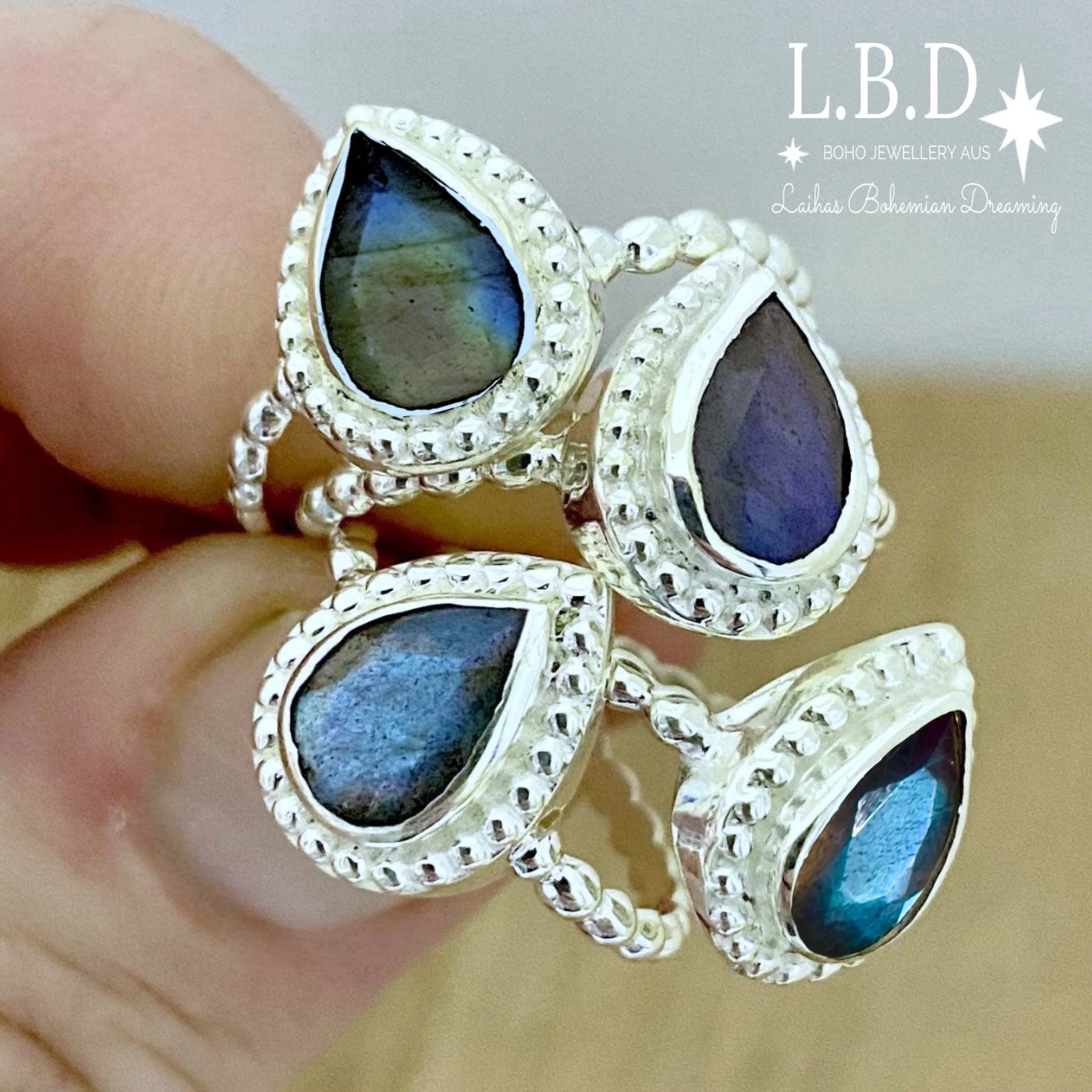 Laihas Summer Haze Raindrop Labradorite Ring