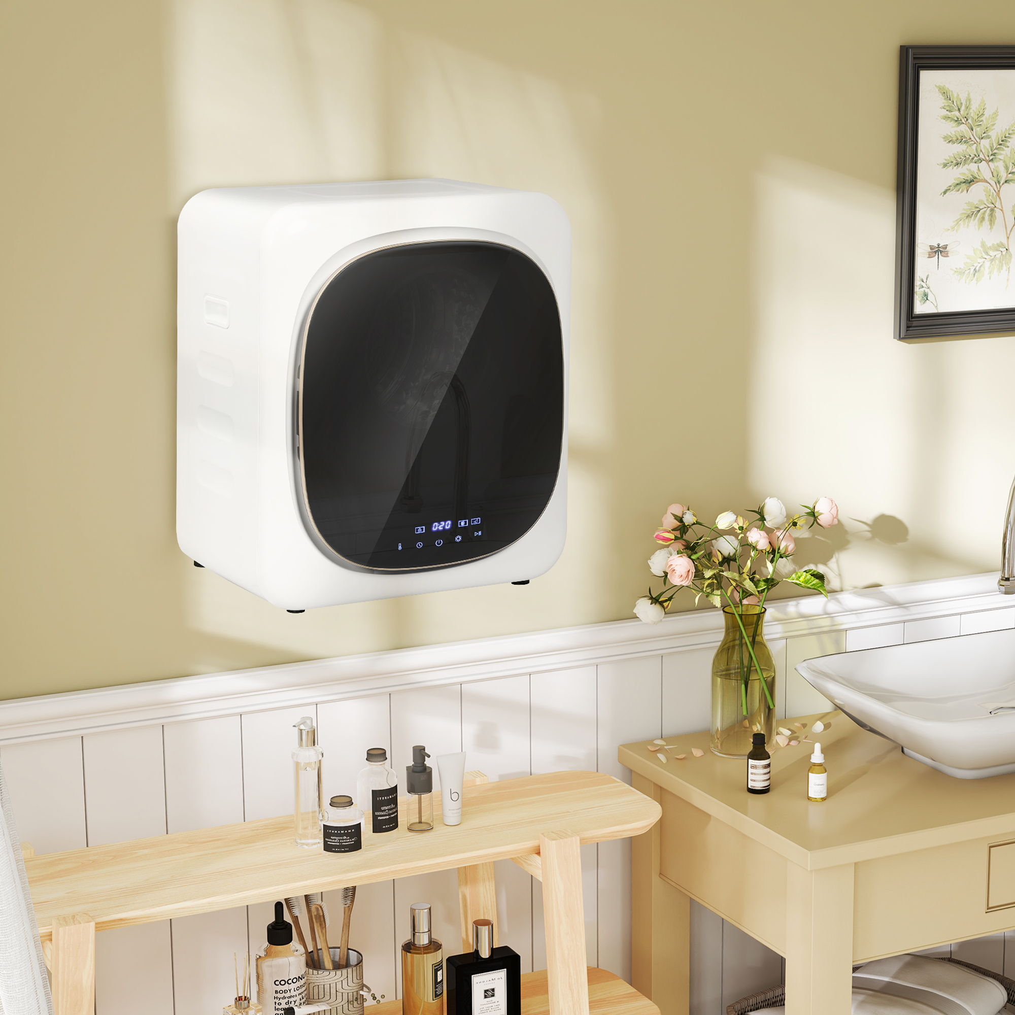 Wasdroger met UV-Desinfectie, Compact Ontwerp, 4 kg Capaciteit, Roestvrijstaal, Wit