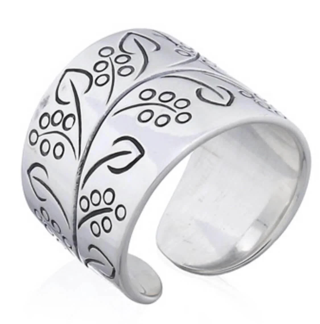 Laihas Floral Cuff Sterling Silver Boho Ring
