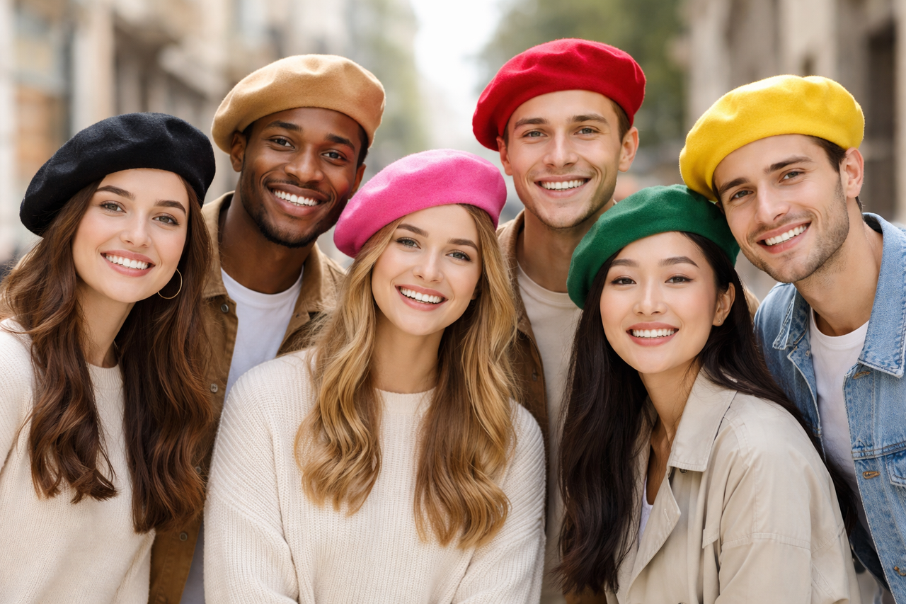 Bulk Wool Berets Artist Hat Mixed Colors  22.5