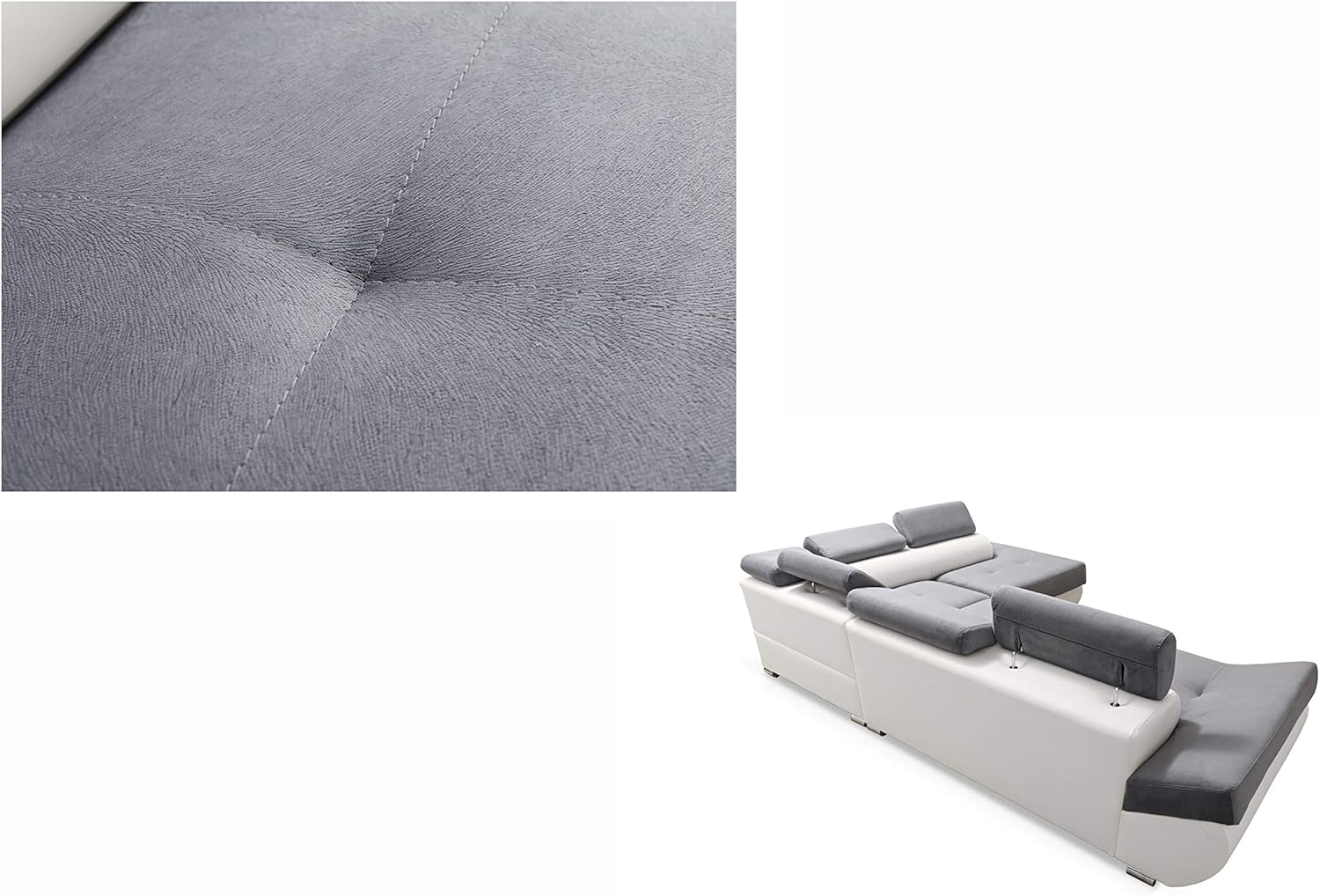 Robin Saturn Divano angolare con funzione di letto con cassetto per la biancheria e cuscin angolo a sinistra nero e grigio 280 x 200 x 75