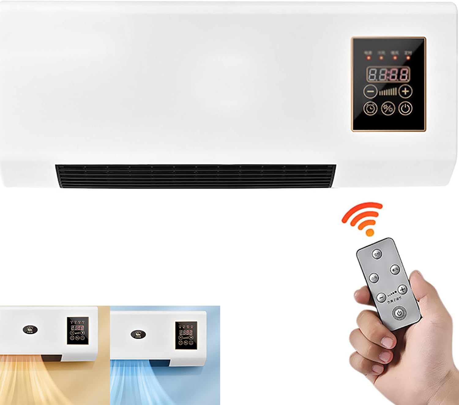 2000W Portable Air Conditioner Wall Mounted Cooling Heating AC Unit with Remote Control - Ideal for Home Office Bedroom, Intelligent Timing Feature