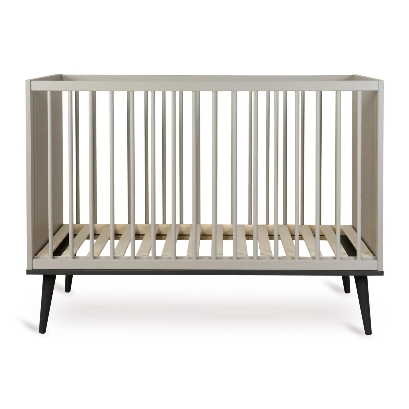 2025 Lettino per bambini Quax Flow Collection – Grigio e Nero | Regolabile in 3 altezze | Certificato FSC | Include rete a doghe, senza materasso