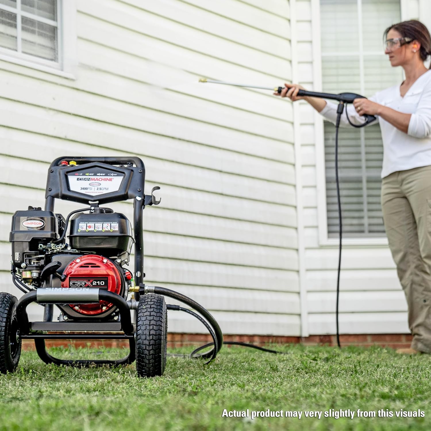 Simpson 3400 PSI Gas Pressure Washer  2.5 GPM Residential Power Washer  Cold Water  25' Hose  Clean Machine  49-State Compliant (CM61083)