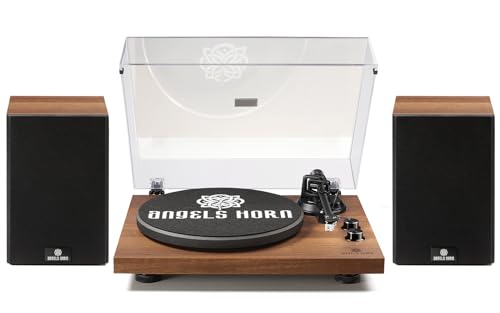 ANGELS HORN Giradischi Vinile, Giradischi Sistema HiFi Bluetooth, Vintage Lettore Vinile con Altoparlanti da Scaffale Doppi, Preamplificatore Fono Integrato e Cartuccia Magnetica AT 3600L Legno : Elettronica