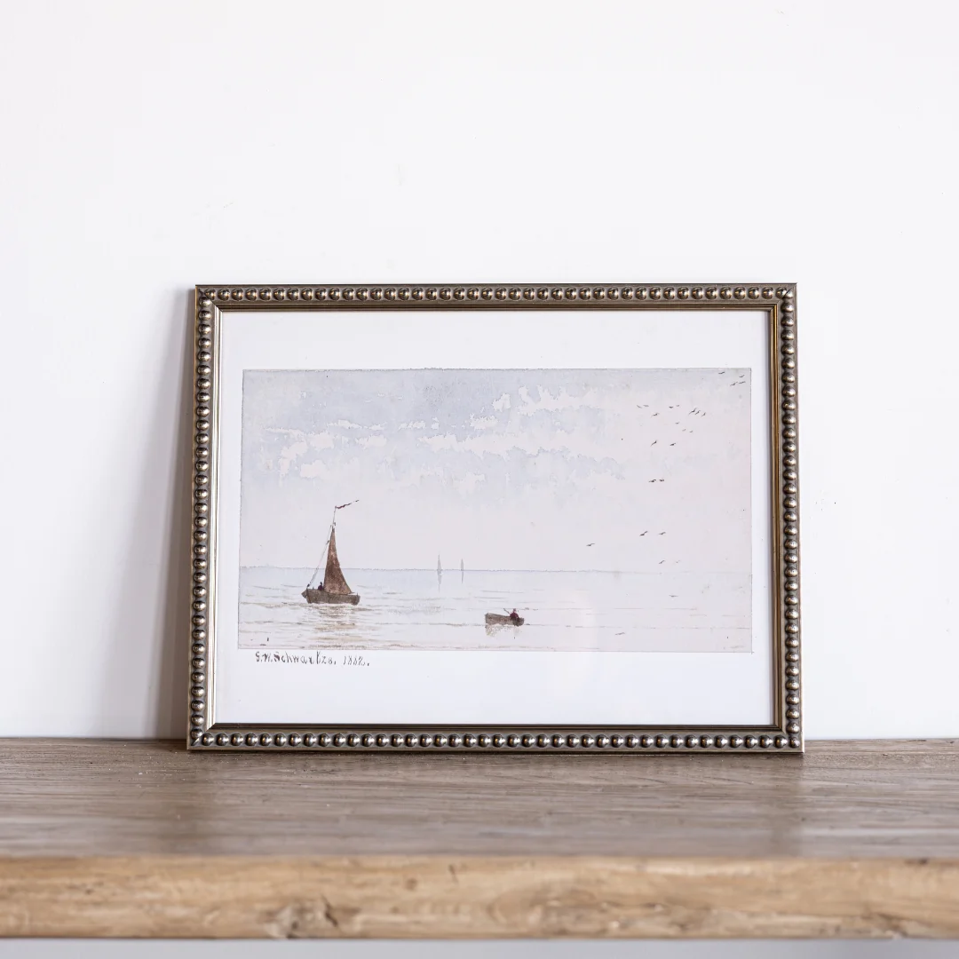 Vintage Watercolor Sailboat Framed Art