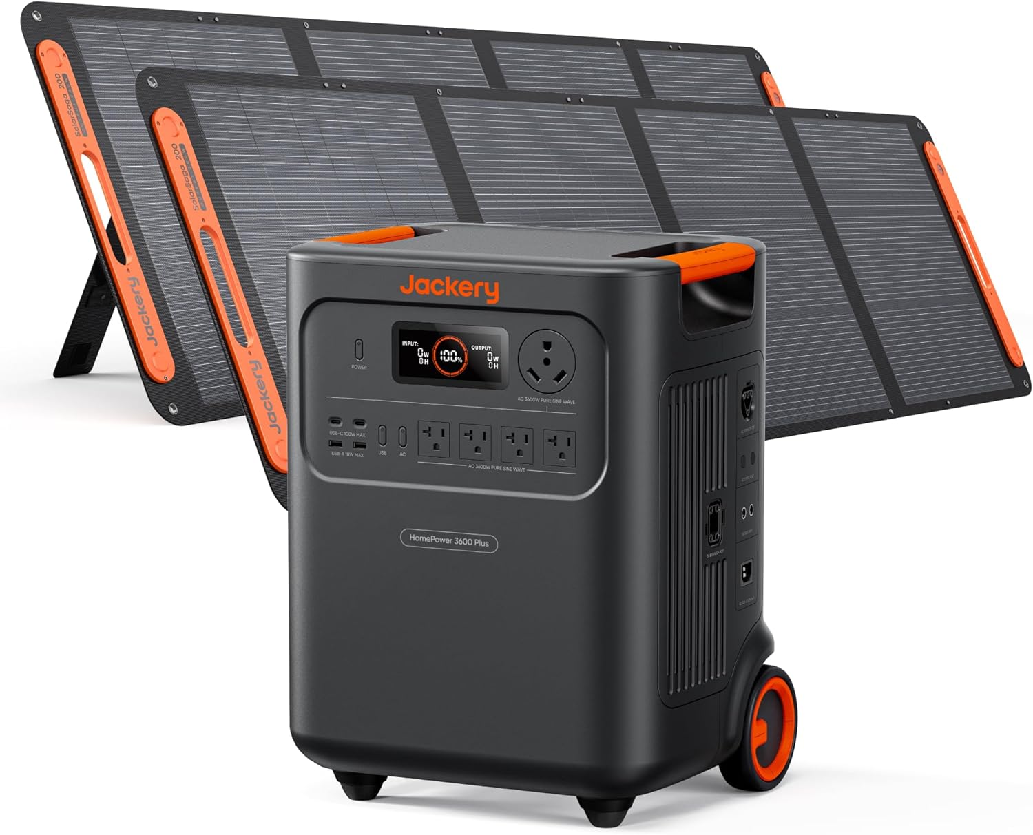 Jackery HomePower 3600 Plus Portable Power Station with 2x 200W Solar Panels  3600W AC Output  3584Wh LFP Solar Generator  Expandable up to 21kWh  Essential Home Backup for Home Use  Emergencies  RV