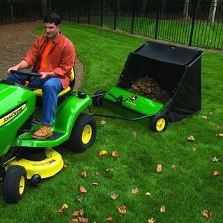 John Deere 42″ trailed lawn sweeper, 24 cubic foot capacity, adjustable brushes