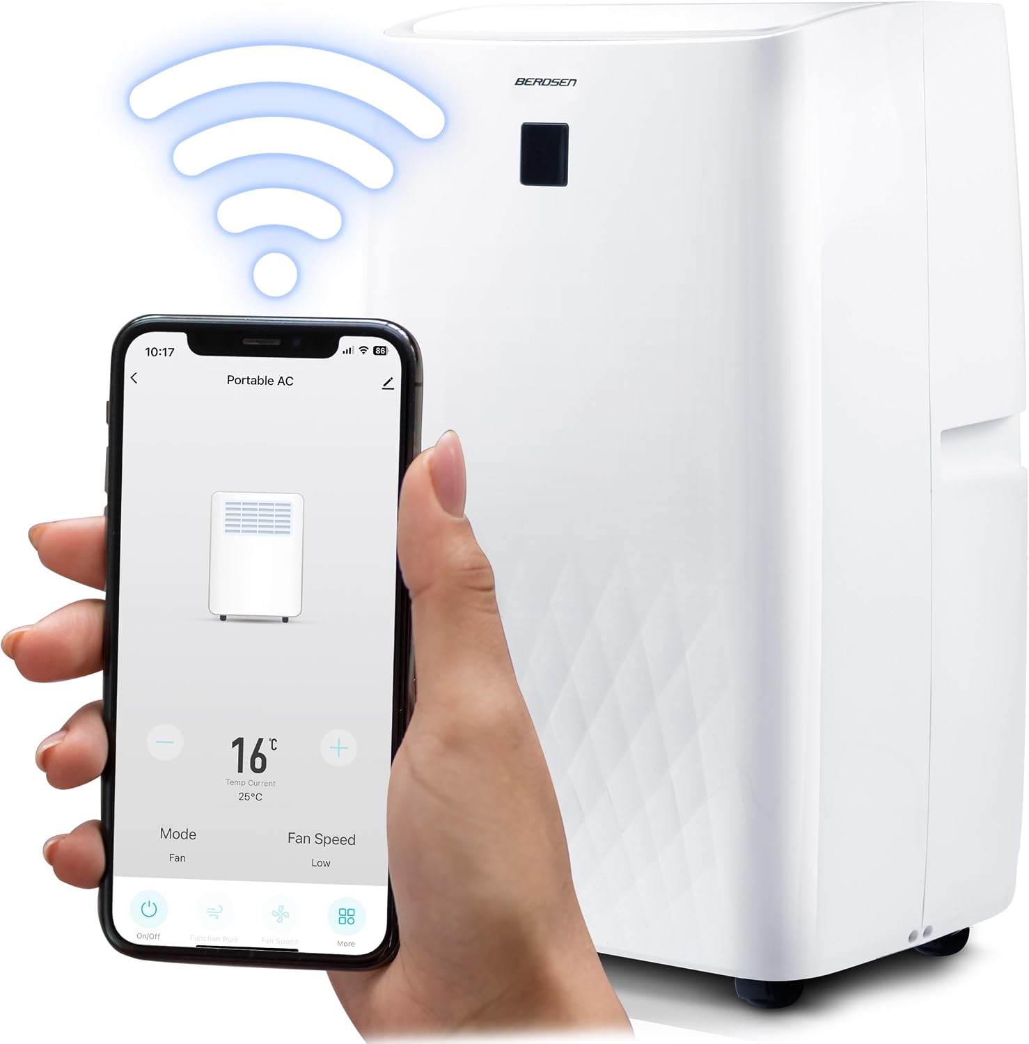 Berdsen Mobiles Klimagerät 5-in-1 14000 BTU - Kühlung, Heizung, Entfeuchtung, Ventilation, Schlafmodus - Tuya Smart App - Energieeffizient