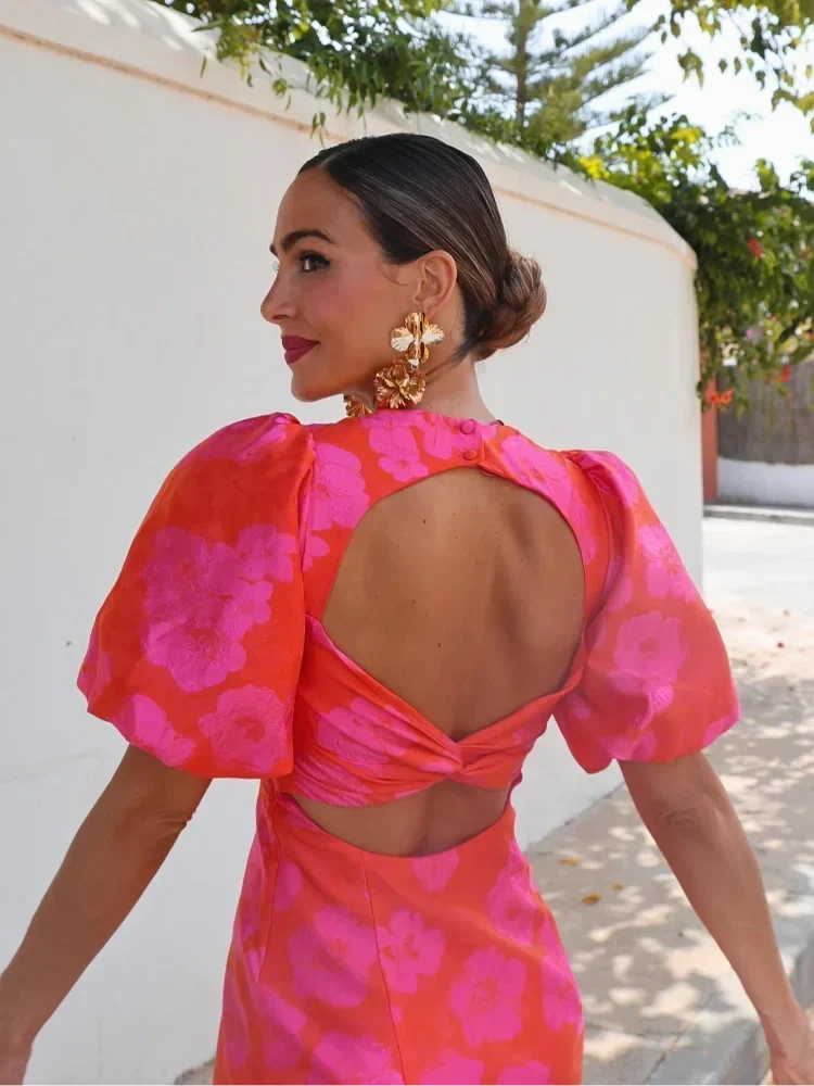 Womena??s Floral Mini Dress with Puff Sleeves for Summer Style