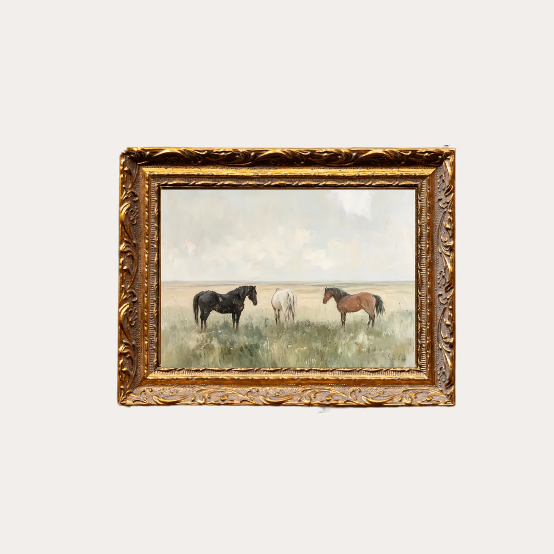 Horse Pasture | French Brass Inspired Gold Mould Framed Art