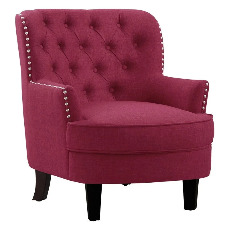 Moser Bay Mignon Velvet / Linen 30  Wide Tufted Wingback Accent Chair