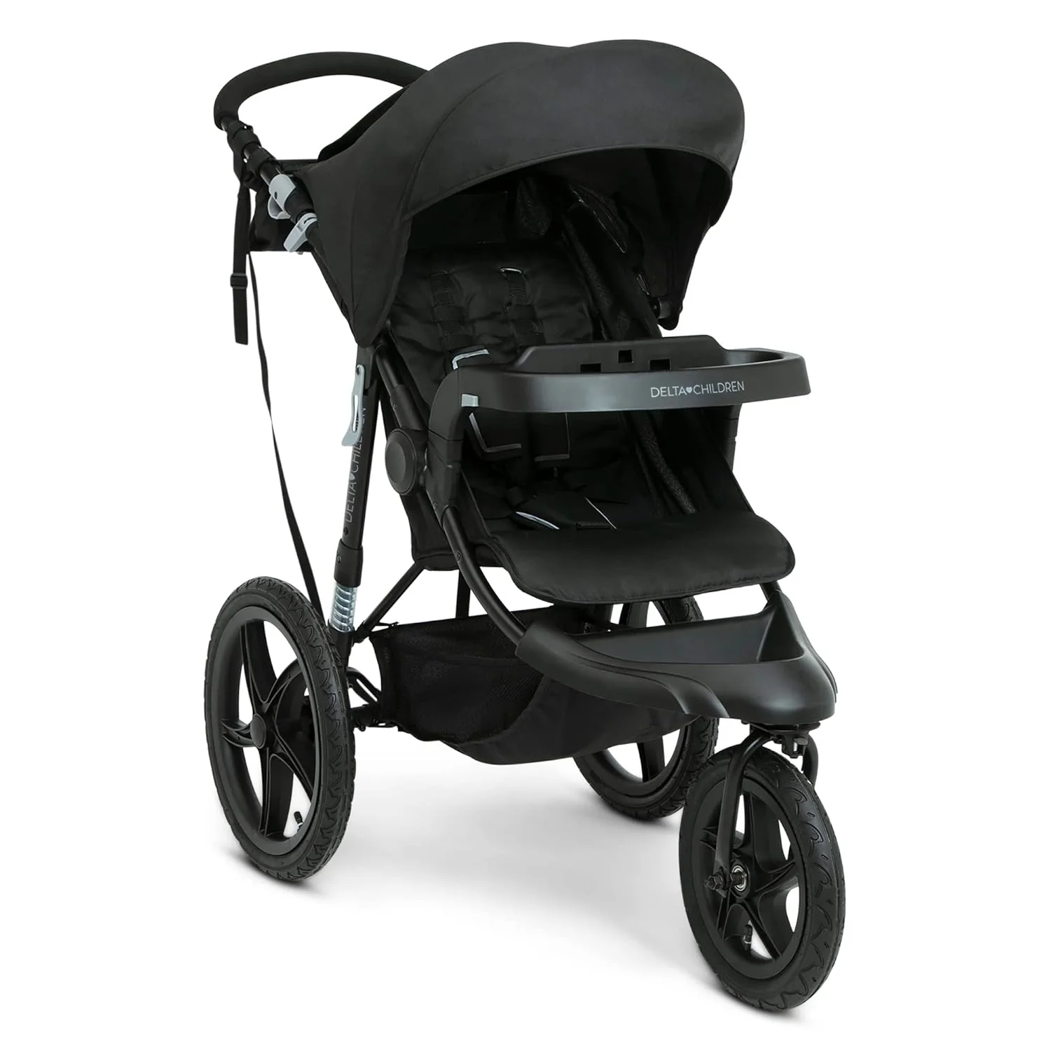 Delta Children Apollo Jogging Stroller Shock Absorbing Frame with Large Canopy Recline