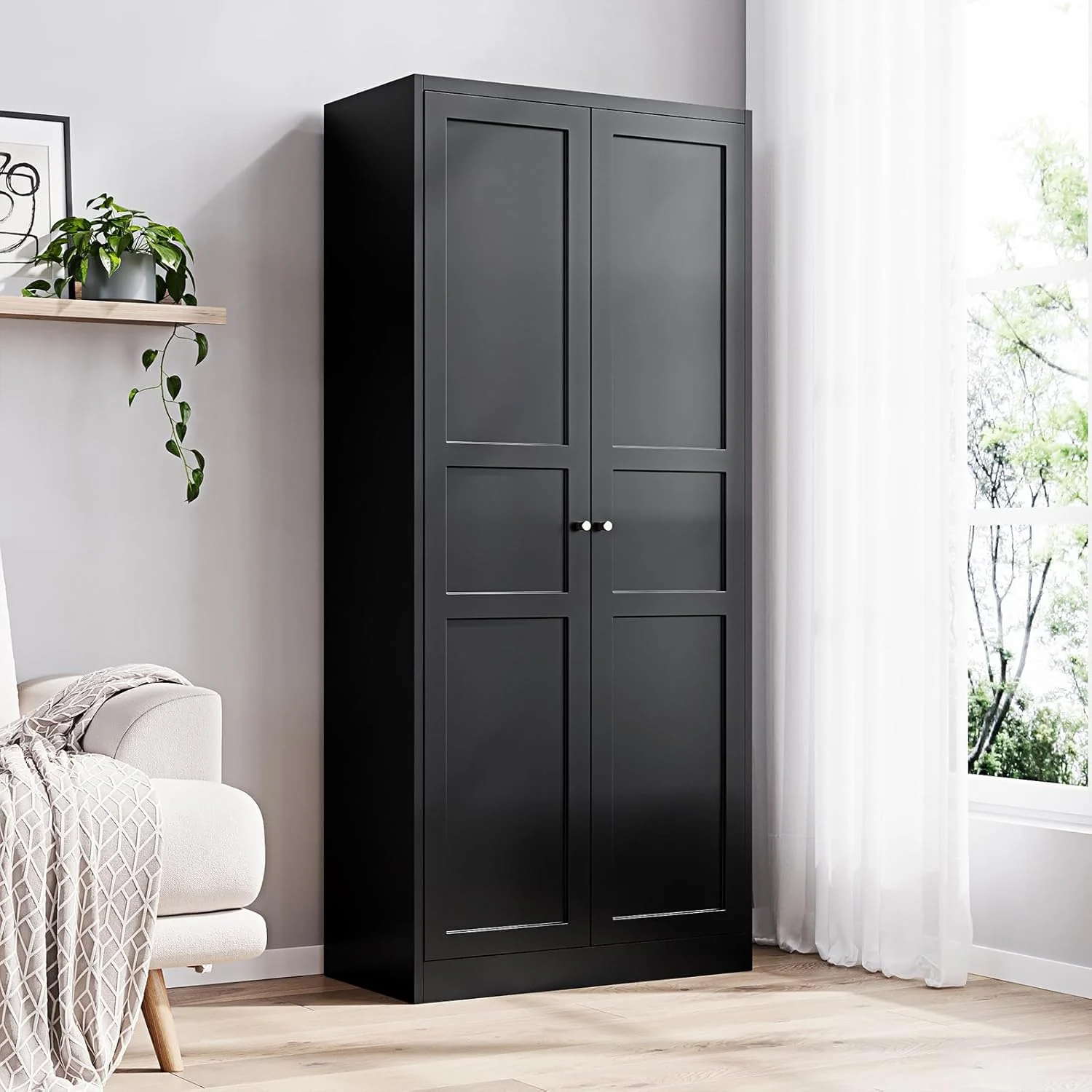 Yizosh Metal Storage Cabinet with 2 Doors and 4 Adjustable Shelves